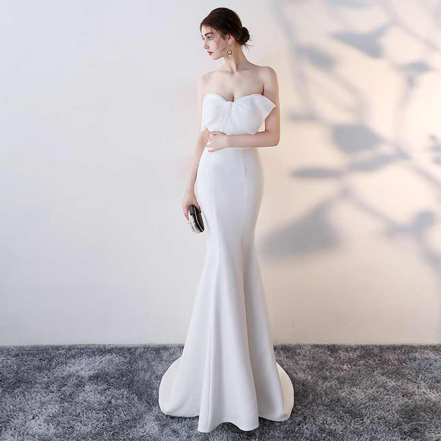 Strapless Prom Dress,mermaid Evening Dress, White/black Party Dress,custom Made