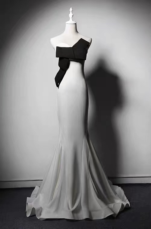 Strapless Prom Dress,white Party Dress,mermaid Evening Dress,custom Made