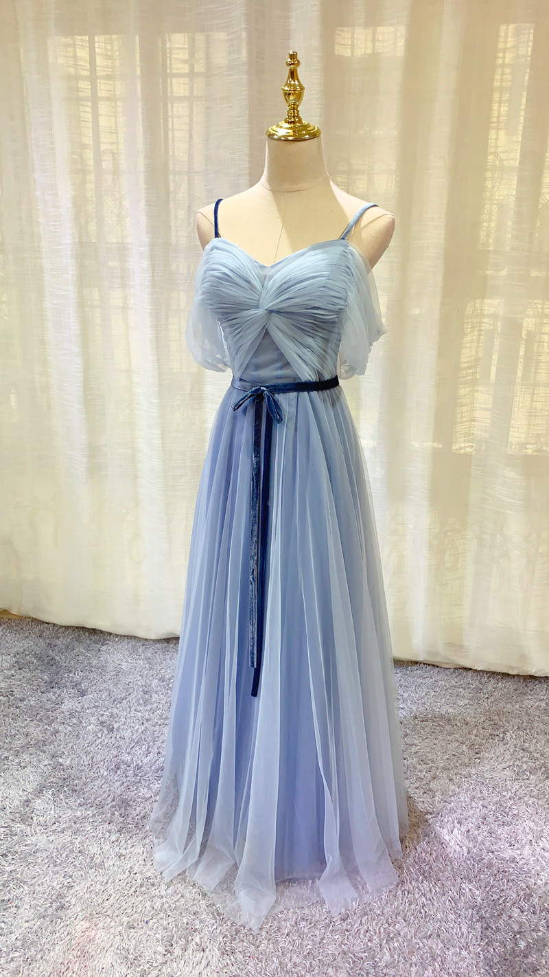 Elegant, Spaghetti Strap Bridesmaid Dress, Blue Prom Dress,custom Made