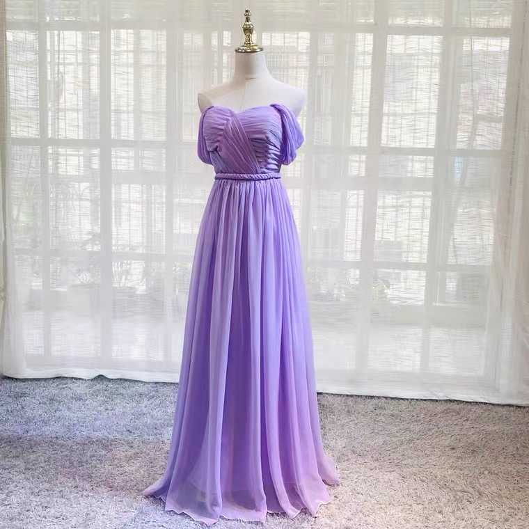Purple Bridesmaids Dress,chiffon Evening Dress ,custom Made