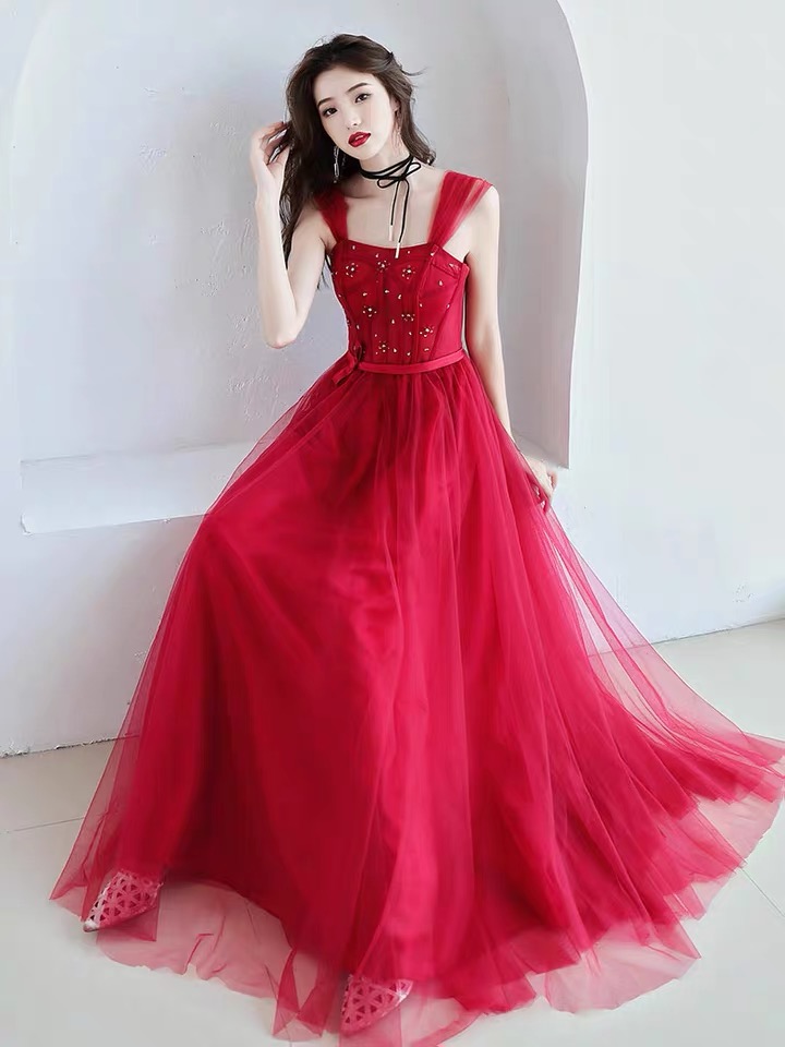 Strapless Prom Dress,red Party Dress,light Tulle,charming,custom Made