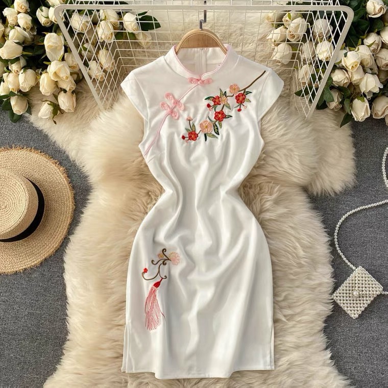 ,summer, Vintage,cheongsam Modified Dress, Round Neck Sleeveless, Cuff  Button, Sexy Bodycon Dress ,chinese Style