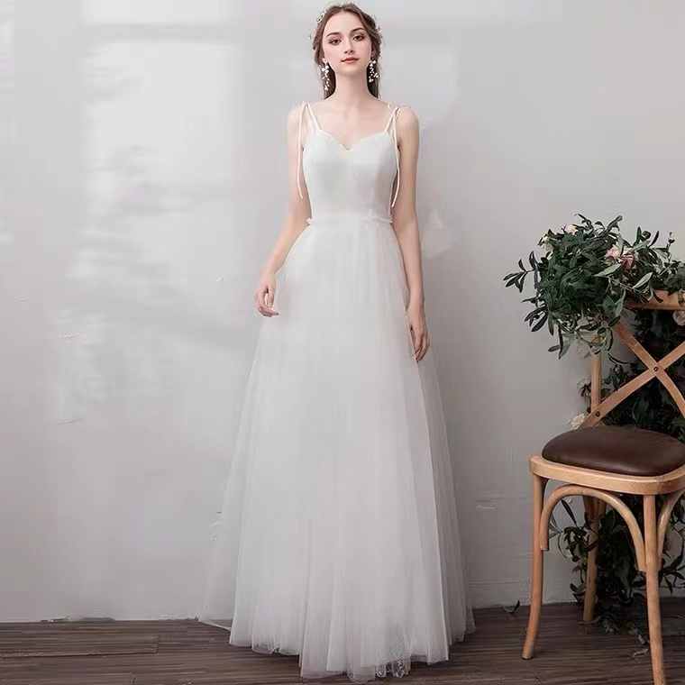 Simple Ball Gown Spaghetti Strapless White Long Party Dress Prom Dresses main image 1