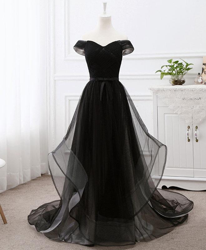 Off Shoulder Prom Dress,elegant Tulle Party Dress,sexy Evening Dress With Trailing,custom Made