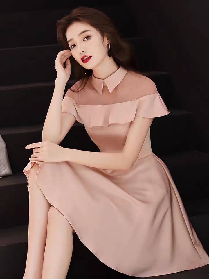 High Neck Homecoming Dress,pink Evening Dress,sexy Party Dress,custom Made