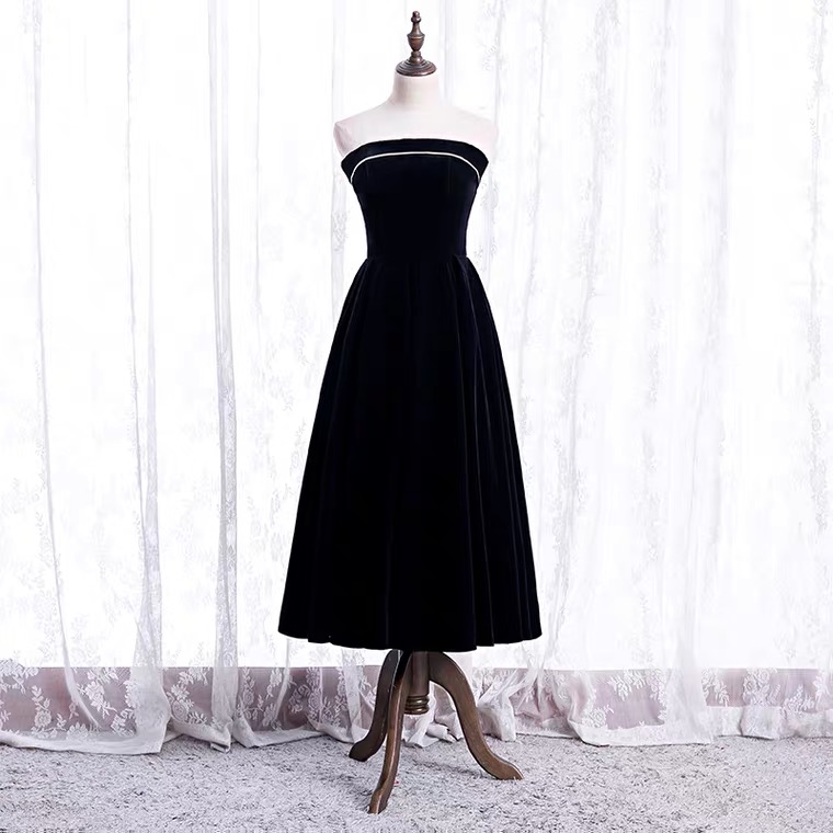 Black Evening Dress, Strapless Homecoming Dress,custom Made