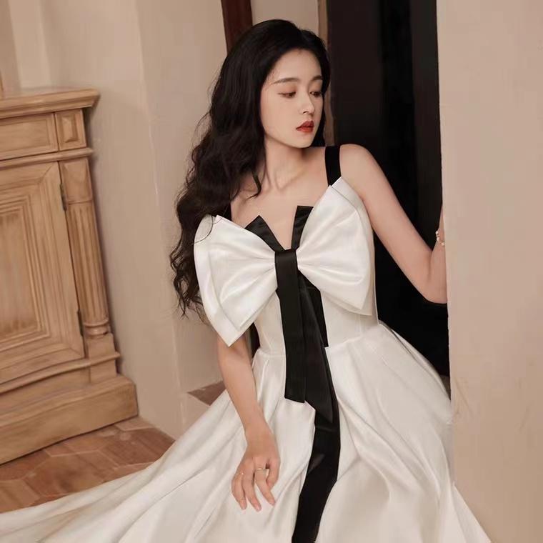 Spaghetti Strap Evening Dress,ladies Light Luxury White Dress,custom Made