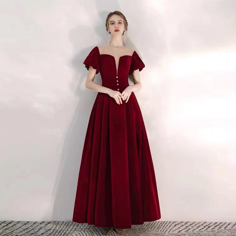 Summer Velvet Prom Gown, Sexy Red Party Dress,custom Made