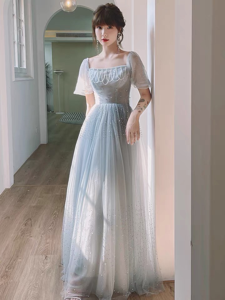 Gray Evening Dress, Temperament Birthday Dress , Light Luxury Socialite Fairy Dress,Custom Made
