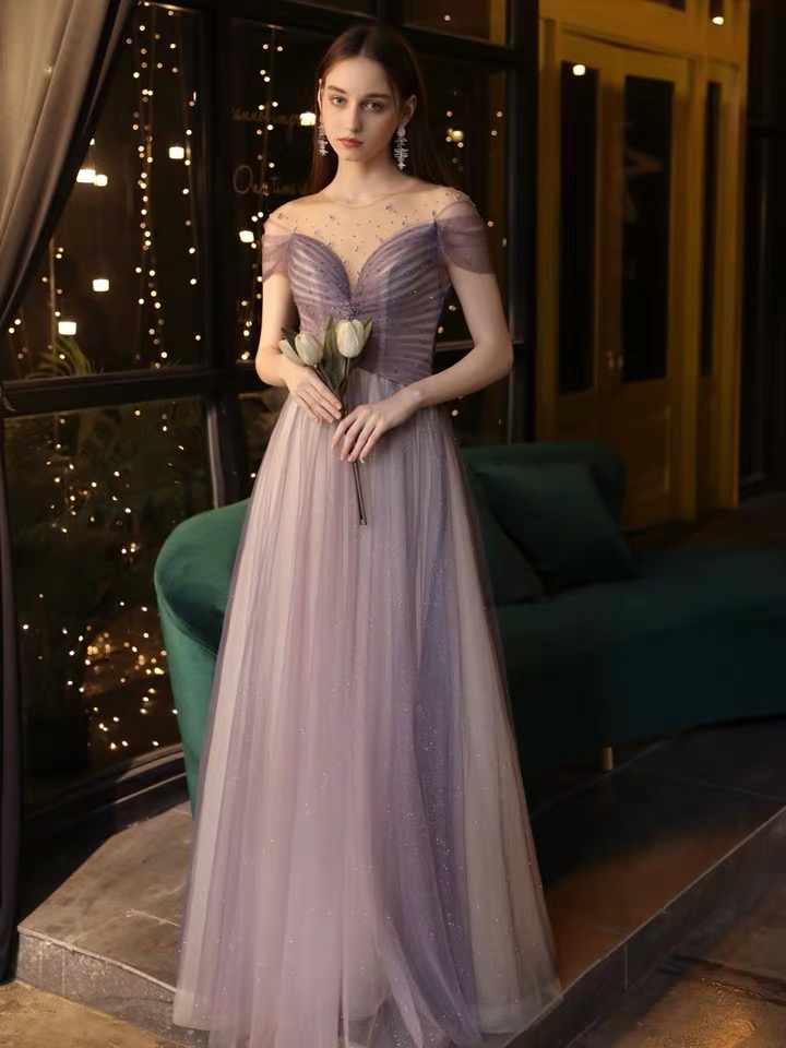 Purple Prom Dress, Temperament, Elegant,noble Bridesmaid Gown,custom Made