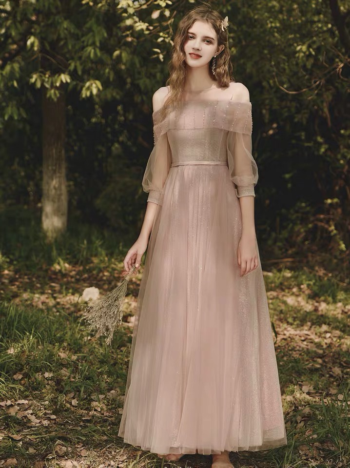 Off-the-shoulder Bridesmaid Dress, Simple, Temperament Long Fairy Evening Dress,custom Made