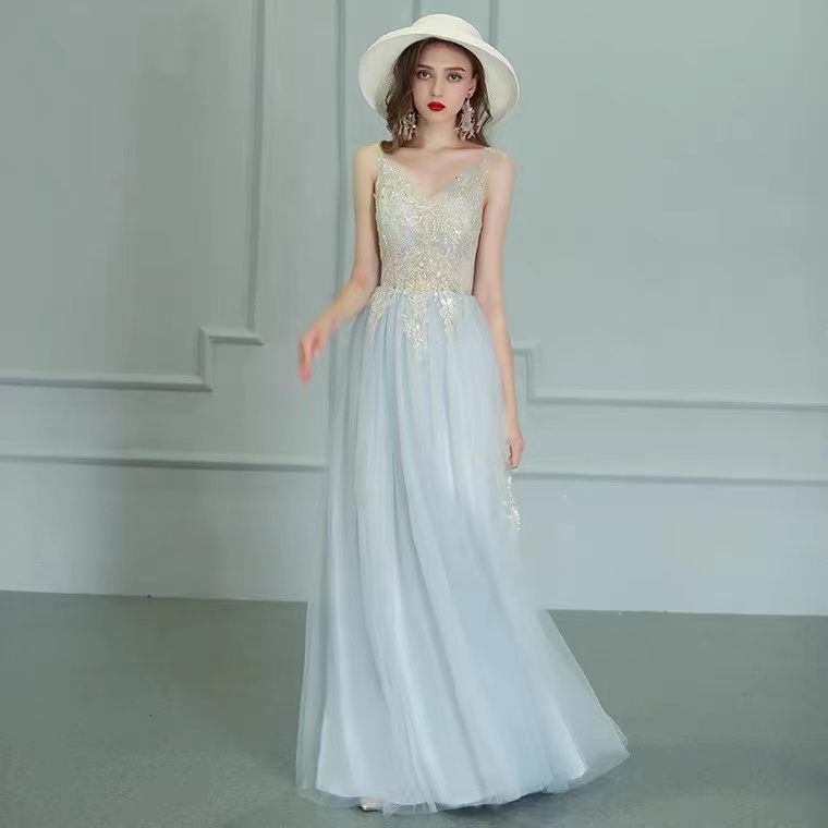 Blue Star Prom Dress, V-neck Super Fairy Party Evening Dress,custom Made