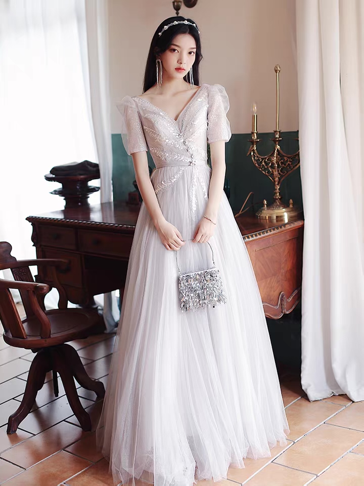 White Evening Dress, High Fashion Prom Dress, Heavy Industry High Sense Light Party Dress,custom Made