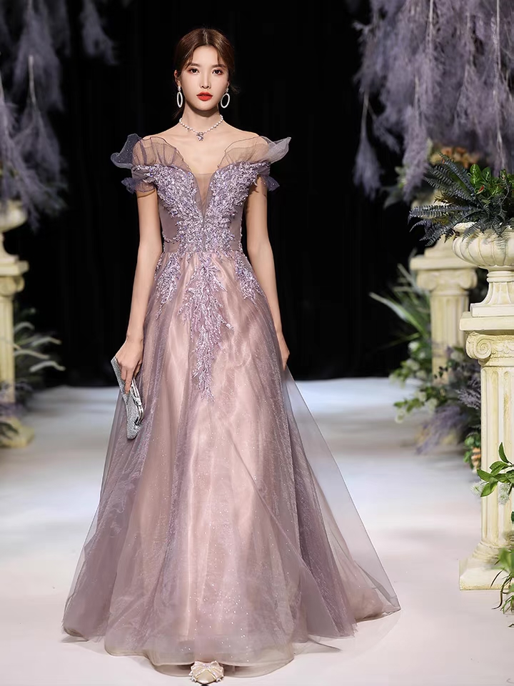 Purple Evening Dress, Temperament Long Prom Dress, Elegant Party Dress,custom Made