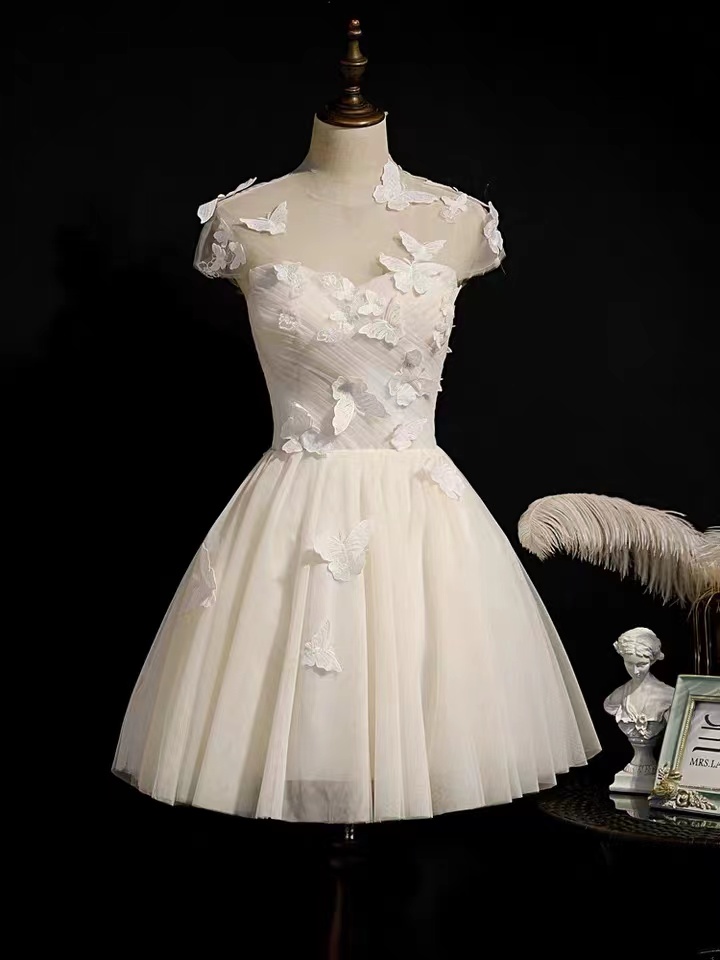 White Butterfly Dress, Fairy Fantasy Little Homecoming Dress, Short Light Luxury Princess Dress,custom Made