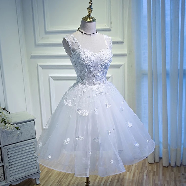White Wedding Dress, Short Graduation Dress, Slim Homecoming Gown,custom Made