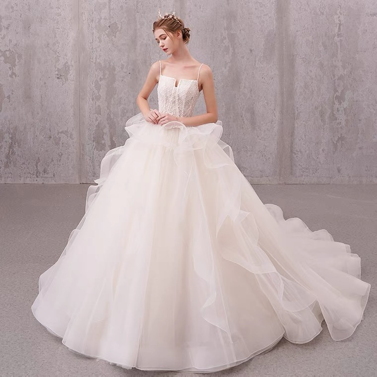 Bridal princess wedding dress, dream simple super fairy wedding dress,Custom Made
