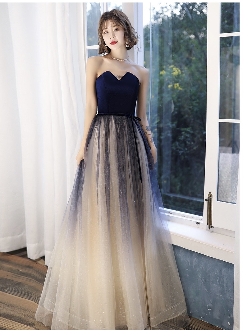 Blue Star Prom Gown, Strapless Dream Evening Dress,custom Made