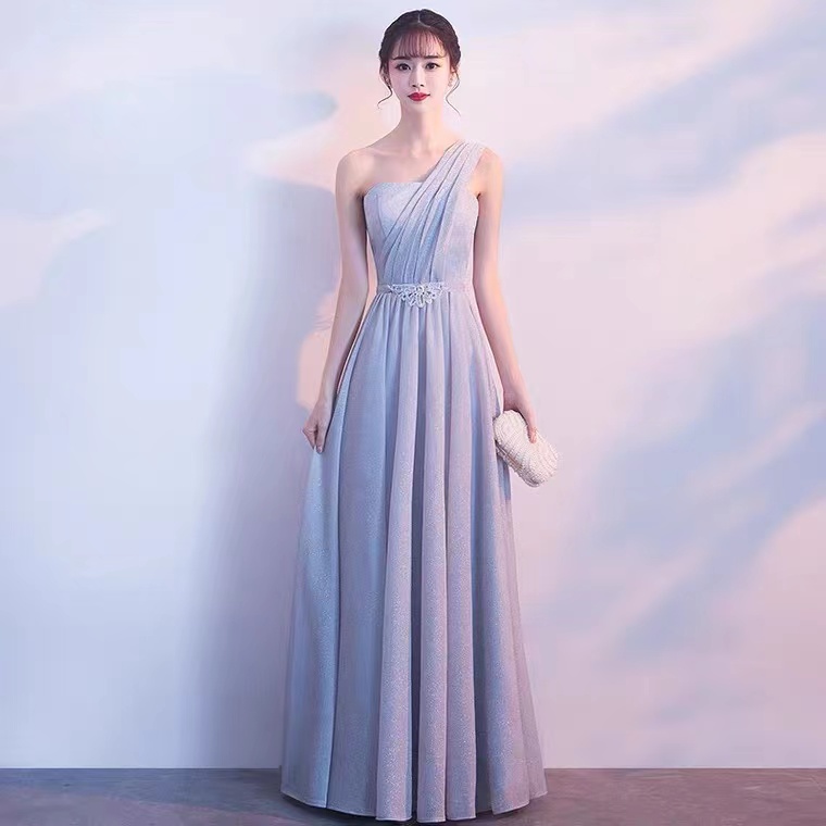 Grey Star Prom Dresses,one Shoulder Bridesmaid Dresses,custom Made