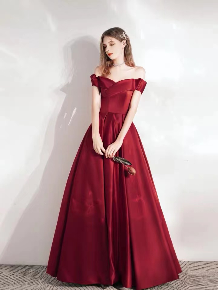Off-the-shoulder Prom Dress, Satin Evening Dress,custom Made