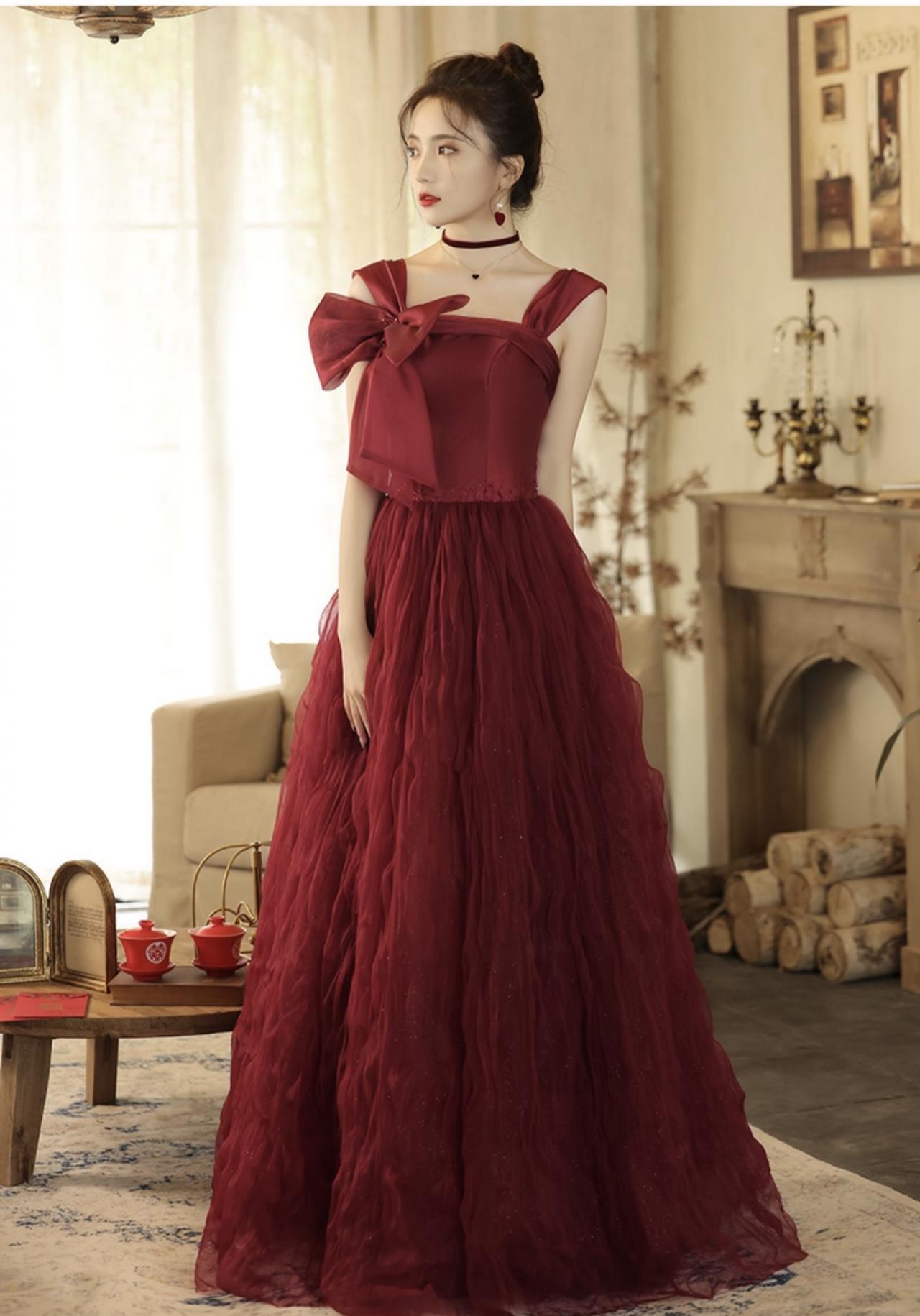 Halter Prom Dress, Burgundy Party Dress, Sexy Evening Dress,custom Made