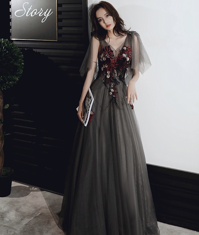 V-neck Evening Dress, Elegant Long Temperament Prom Dress,custom Made