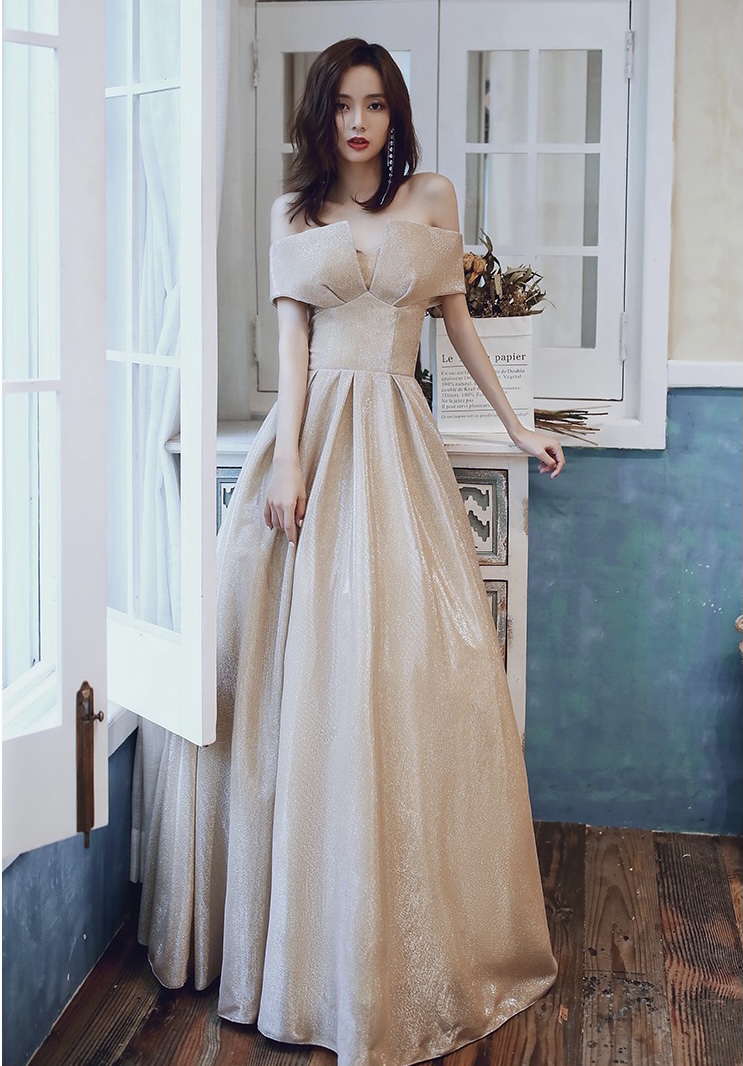 Off-the-shoulder Evening Dress, High Quality Party Dress, Champagne Prom Dress,custom Made