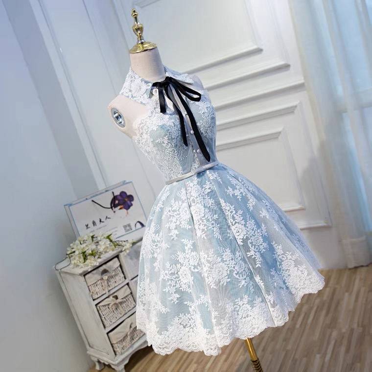 High Neck Homecoming Dress, Lace Princess Party Dress,custom Made