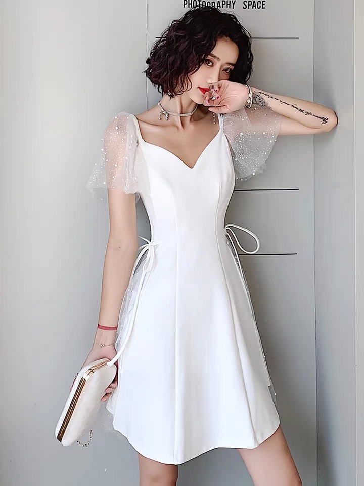 Little White Dress, Princess Dress,birthday Party Dress,custom Made