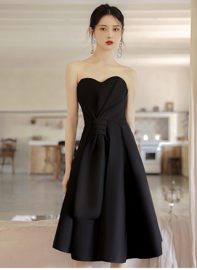 Strapless Dress, Light Luxury, Lady Evening Dress, Temperament Black Birthday Dress,custom Made