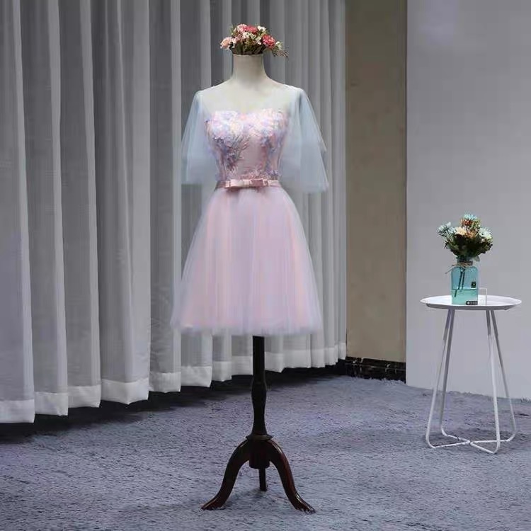 Short Bridesmaid Dress , Pink Homecoming Dress,custom Made