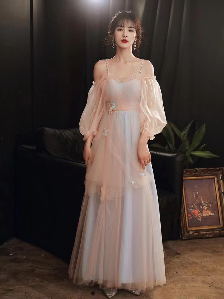 Classy Long Bridemaids Dresses, Spaghetti Strap Fairy Party Dress ,custom Made