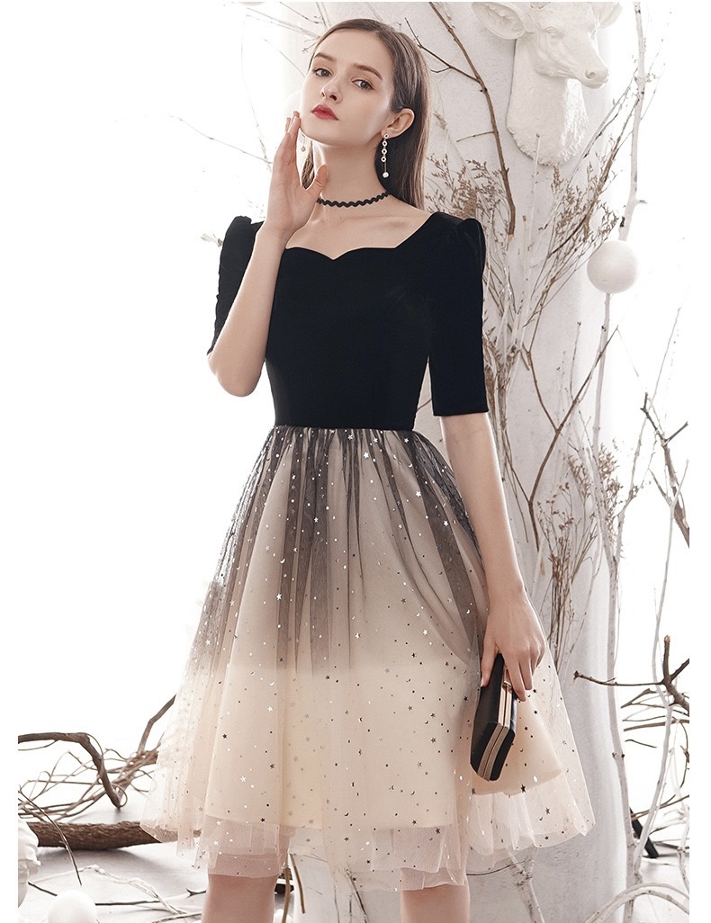 Starry Evening Dress, Senior Texture, Little Noble Dress, Square Collar Homecoming Dress,custom Made