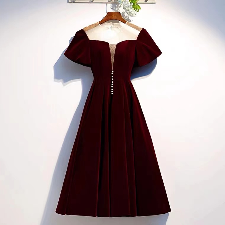 Short Red Homecoming Dress, Velvet Party Dresss,custom Made