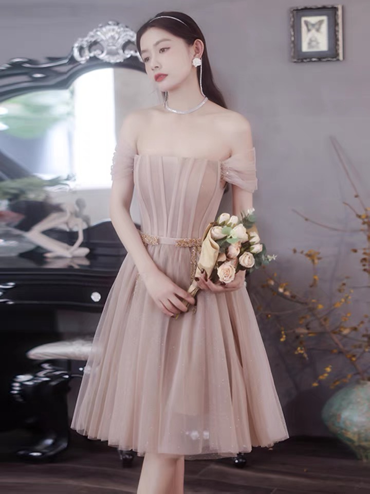 Off Shoulder Bridesmaid Dress, Pink Homecoming Dress, Princess Birthday Dress,custom Made