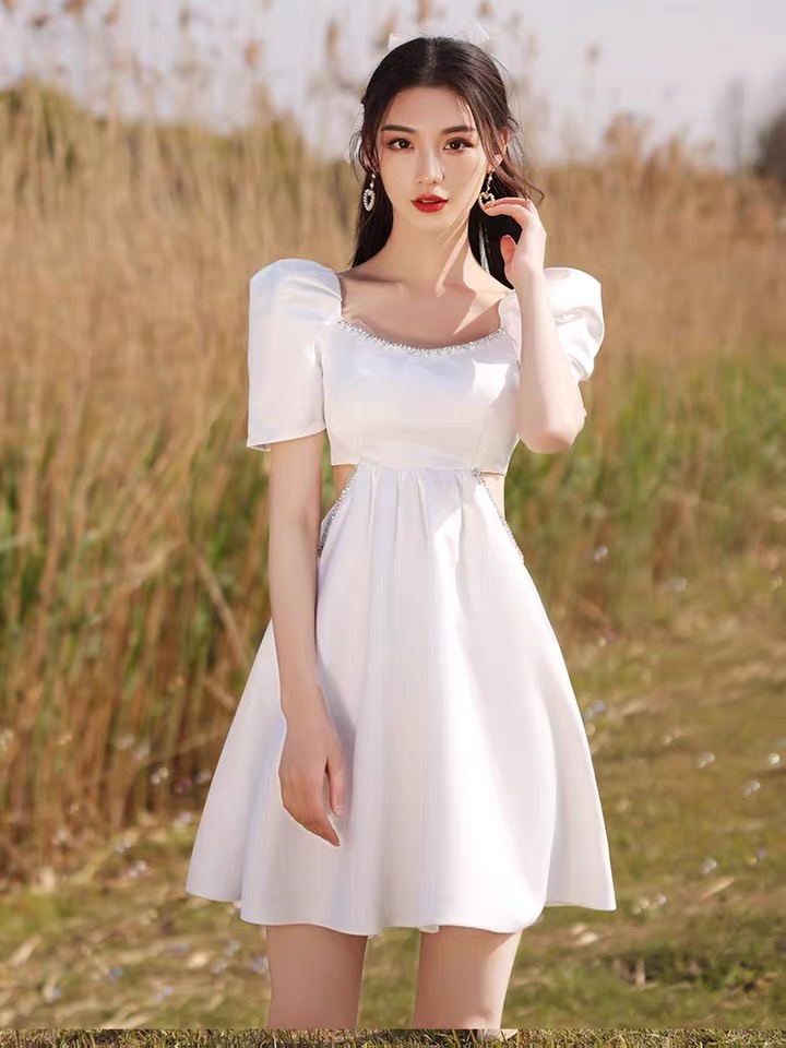 Little White Dress, Classy Homecoming Dress,socialite Dress, Birthday Party Dress,custom Made