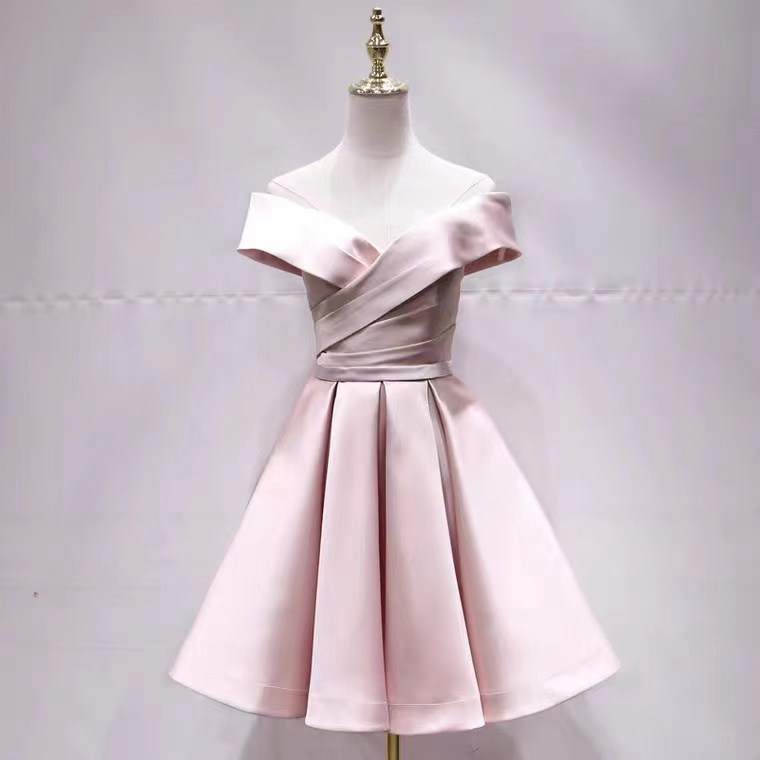 Satin Homecoming Dress, Pink Bridesmaid Dress, Graduation Gowns,custom Made