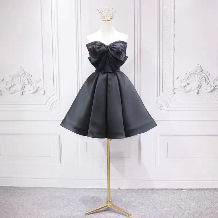 Black Fashion Homecoming Dress, Bow Tie Birthday Party Dress,Homecoming Dress,Custom Made Black Fashion Homecoming Dress, Bow Tie Birthday Party Dress,Homecoming Dress,Custom Made