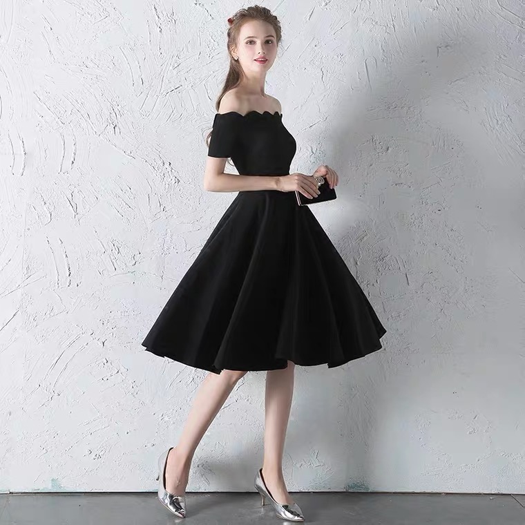 Off Shoulder Party Dress,black Little Dress,homecoming Dress,,custom Made