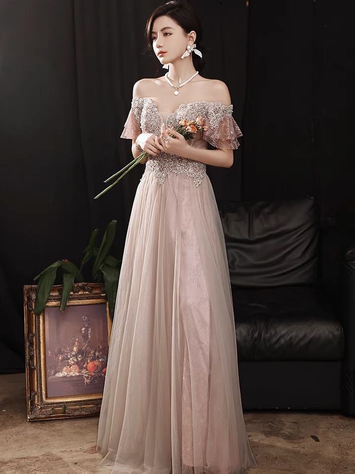 evening dresses with long sleeves Long-Sleeve Beaded Long Formal Dress main image 0