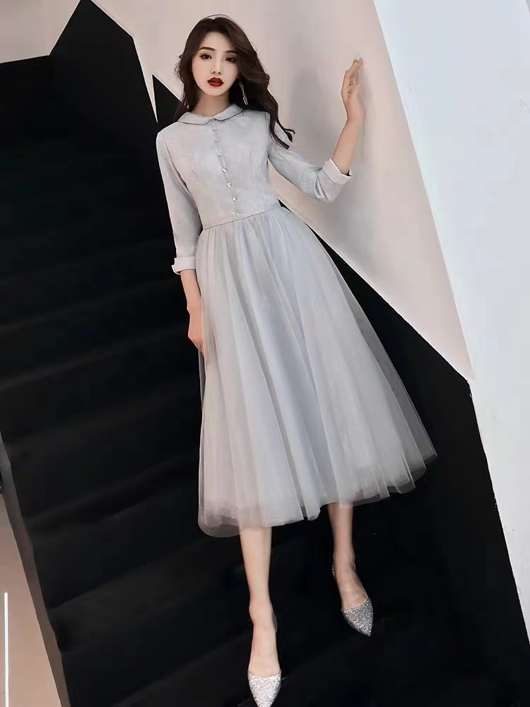 Gray Evening Dress, Simple, Generous, Homecoming Dress, Sweet Birthday Dress, Custom Made