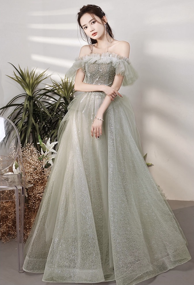 Light Luxury Evening Dress, Noble Off Shoulder Party Dress, Fairy Prom Dress, Custom Made