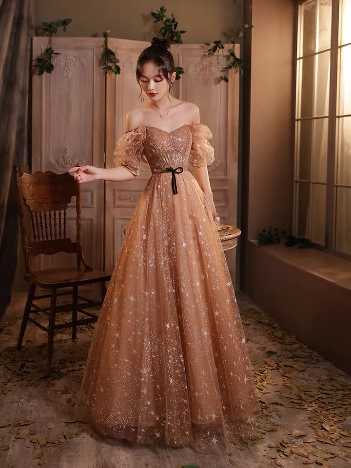 Champagne Prom Dress, Light Luxury Party Dress, Custom Made