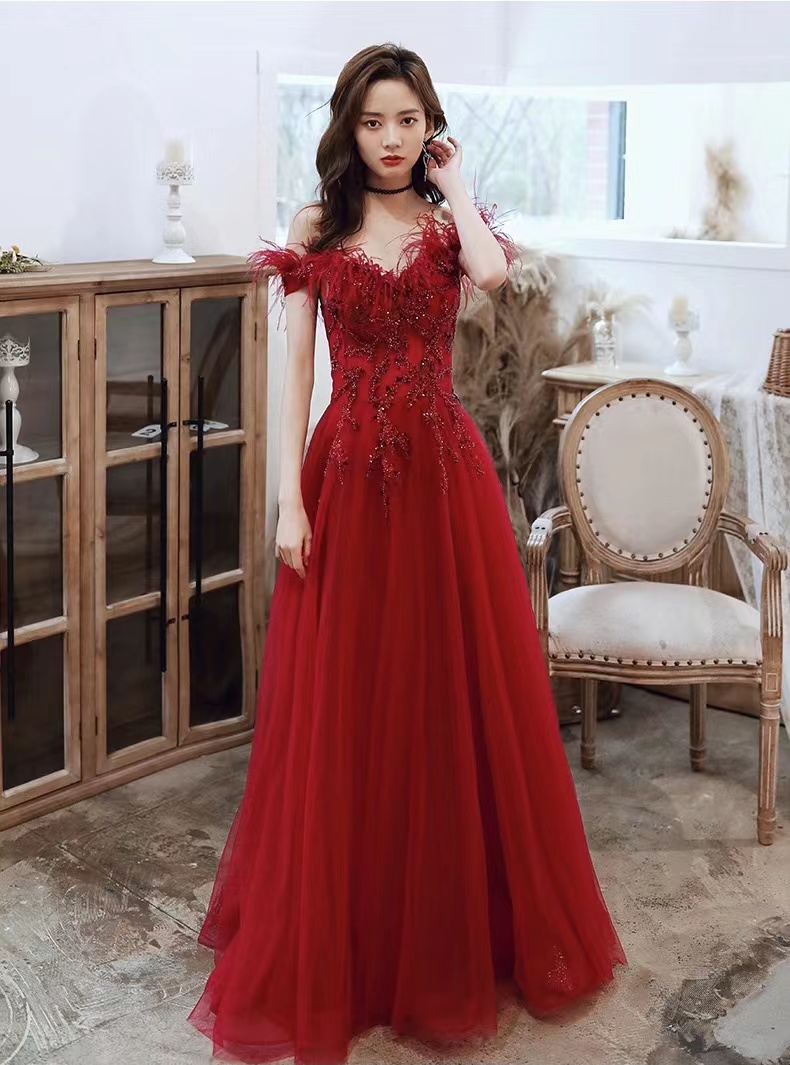 Off Shoulder Prom Dress,red Dress, Glamorous Evening Dress,custom Made