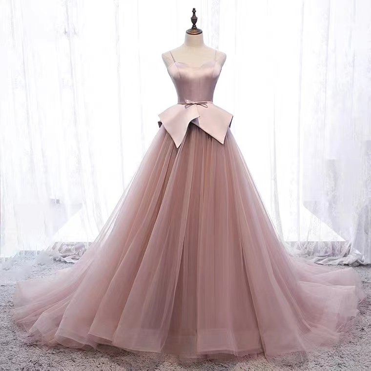 Pink Evening Dress, High Quality Socialite Birthday Party Dress, Trailing Evening Dress,custom Made