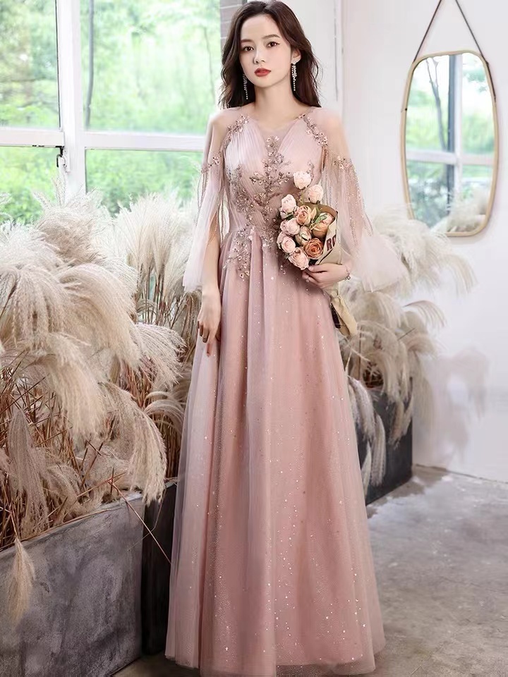 Pink Prom Dresses,halter Neck Bridesmaid Dresses,fairy Party Dress,custom Made