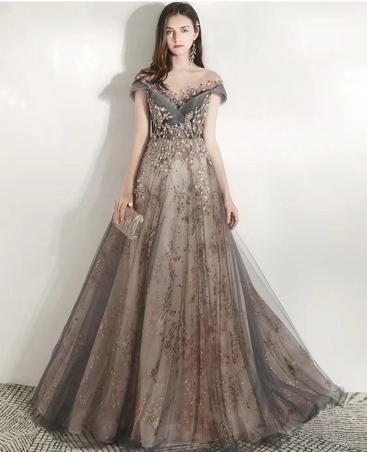 Unique Shining Evening Dress, Quality Of High-grade Light Luxury Dress, Atmospheric Prom Dress ,custom Made