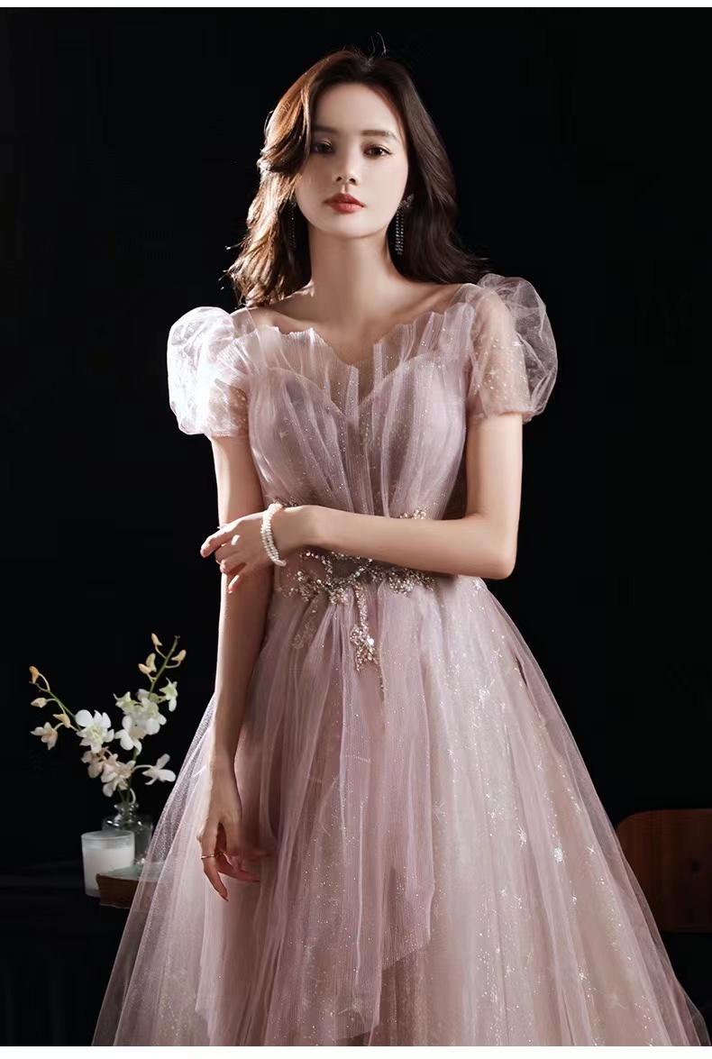 Short Sleeve Evening Dress, Birthday Party Dress,temperament Fairy Dress,custom Made