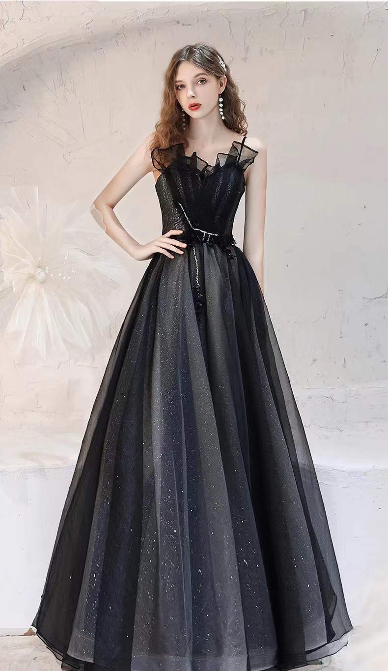 Black Formal Dress, Simple , Generous Party Dress, Temperament Socialite Strap Prom Dress,custom Made