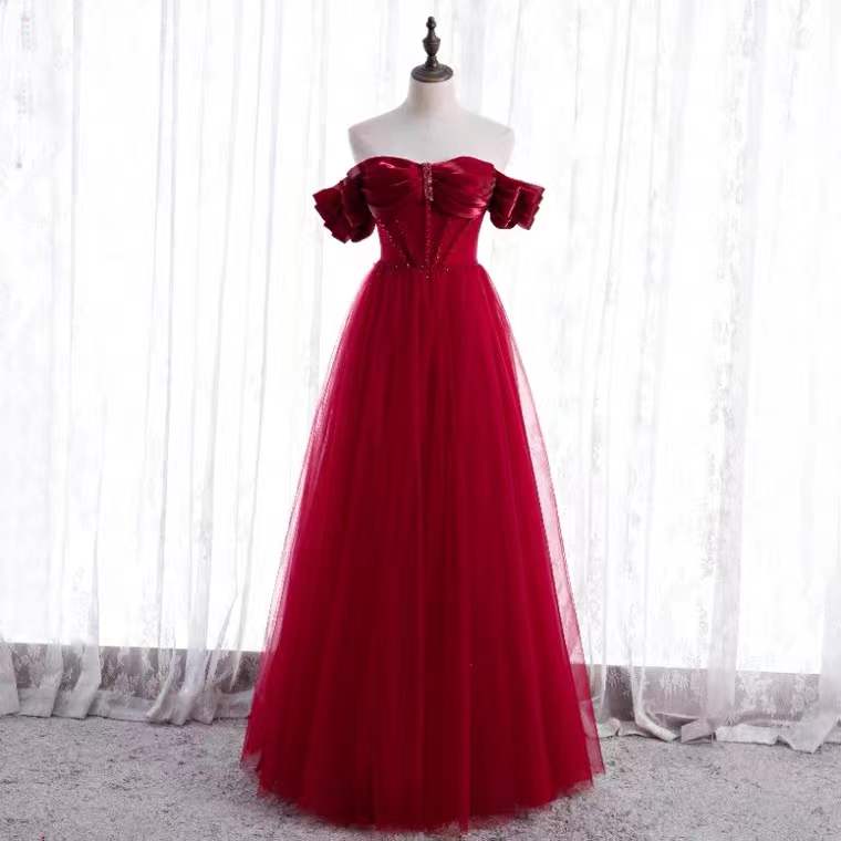 Red Dress, Off Shoulder , Light Tulle Dress, Luxury Wedding Dress,custom Made